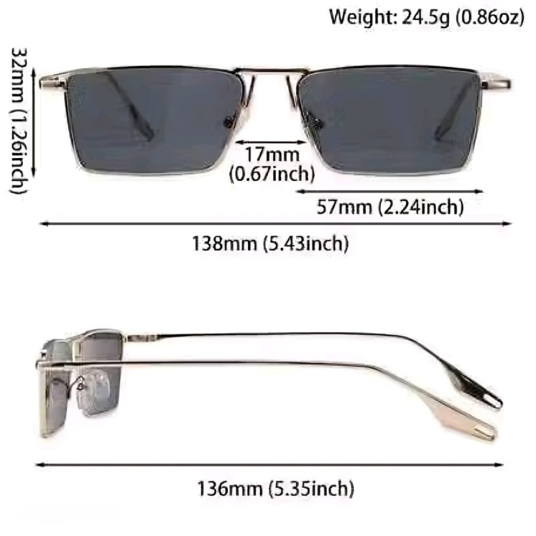 Mursolyn Sleek Silver Rectangular Sunglasses – Modern Minimalist Design