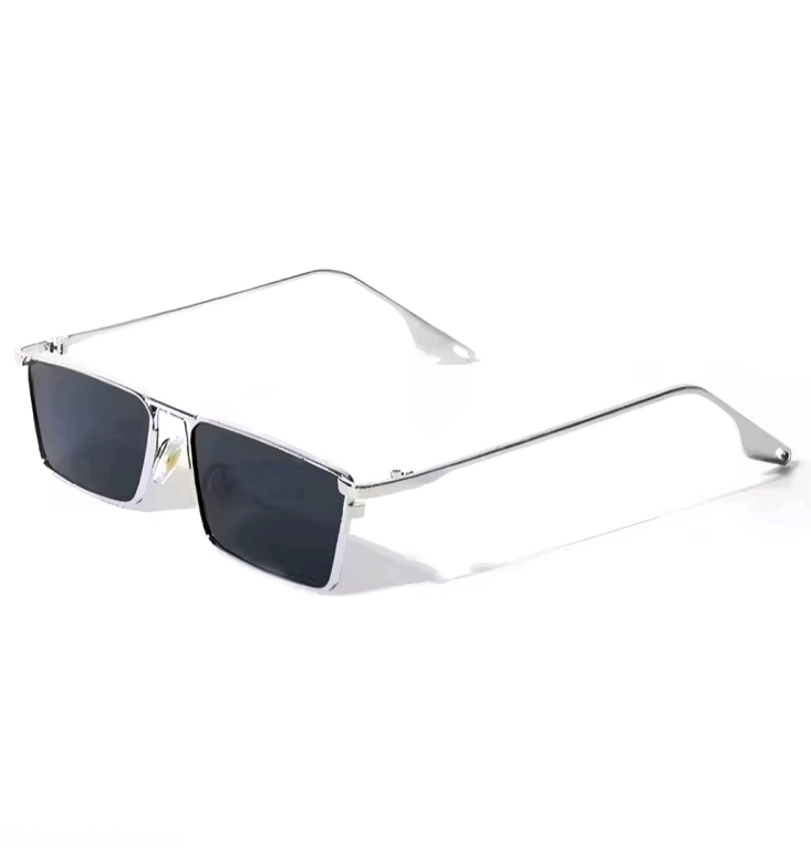 Mursolyn Sleek Silver Rectangular Sunglasses – Modern Minimalist Design