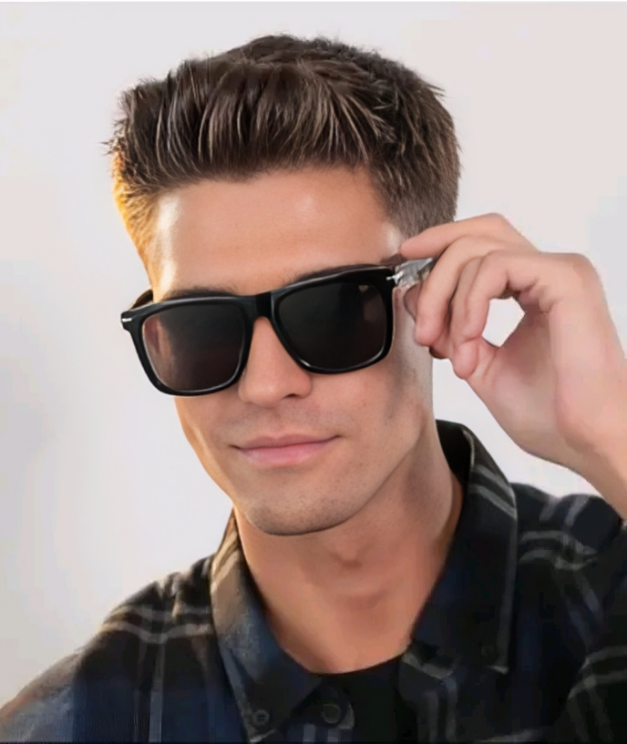 Mursolyn Classic Black Square Sunglasses – Bold Frame, All-Day Comfort, UV Protection
