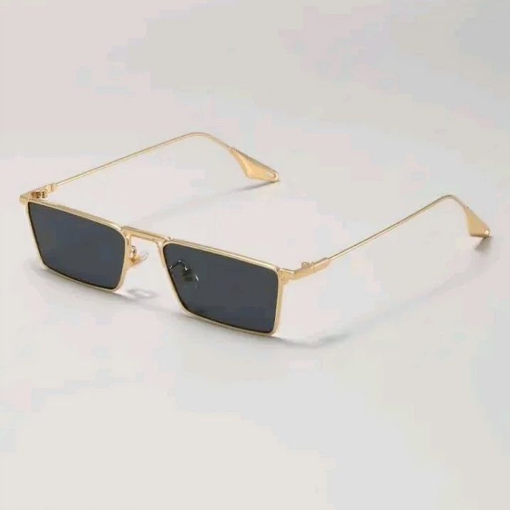 Mursolyn, Luxury Rectangular Metal Frame Sunglasses – Black Lens