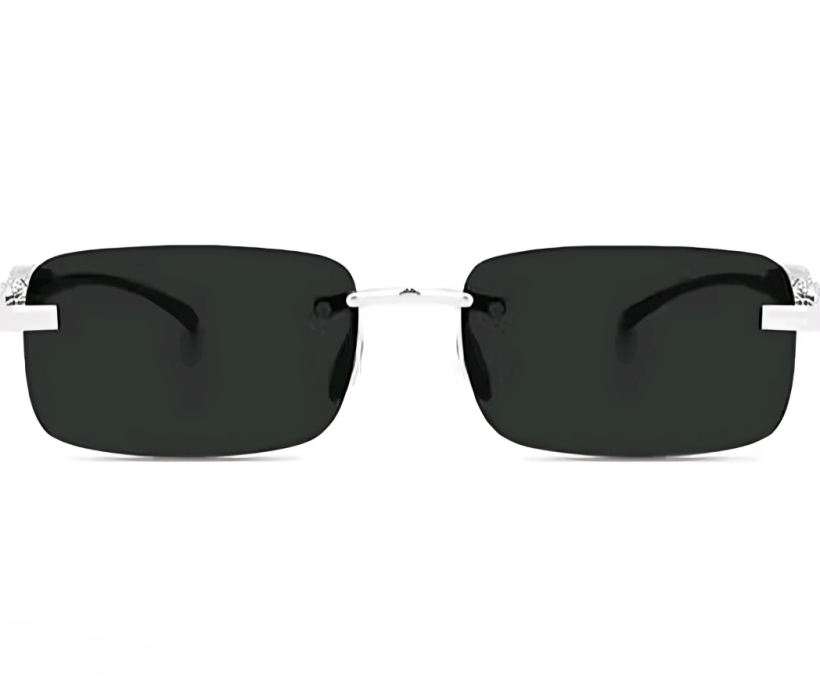 Mursolyn Rimless Rectangular Sunglasses – Sleek Black Lenses with Premium Metal Temples