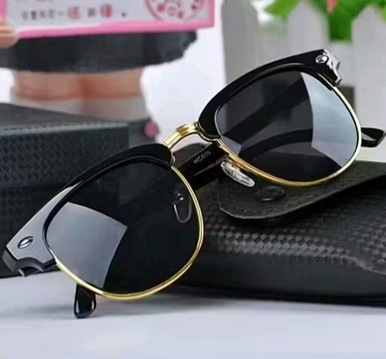 Premium Clubmaster Black & Gold Sunglasses for Men – UV Protection & Timeless Style