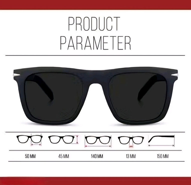 Mursolyn Classic Black Square Sunglasses – Bold Frame, All-Day Comfort, UV Protection