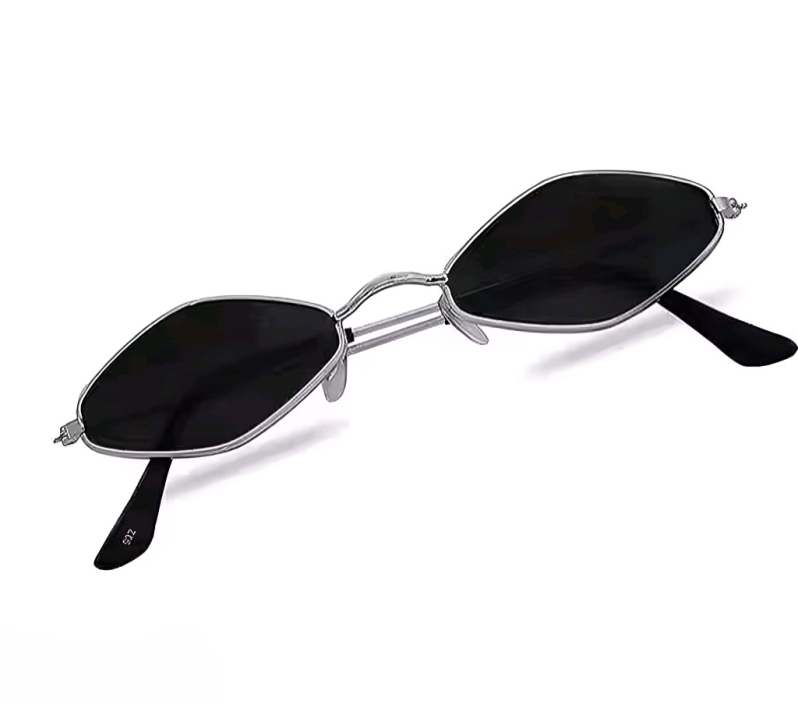 Mursolyn Black Hex Frame Sunglasses – Modern Geometric Design