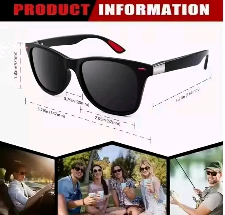 Mursolyn Premium Wayfarer Polarized Sunglasses for Men – UV400 Protection & Timeless Style