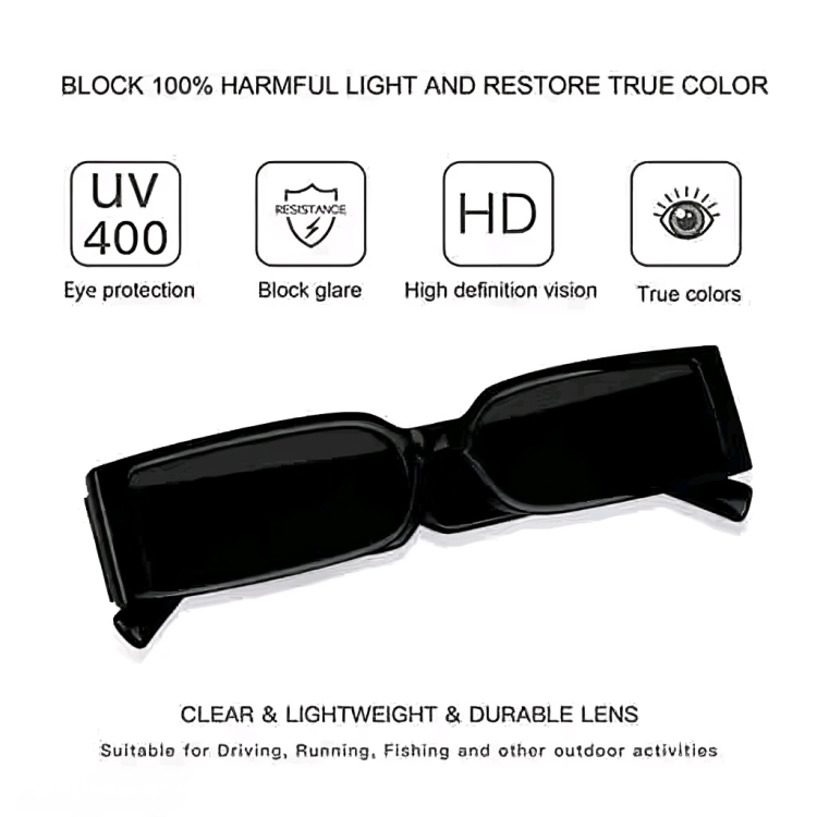 Mursolyn Bold Black Rectangle Sunglasses – Futuristic Streetwear Edge