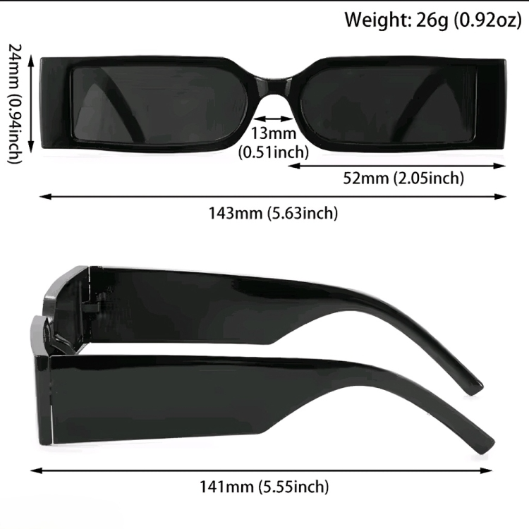 Mursolyn Bold Black Rectangle Sunglasses – Futuristic Streetwear Edge