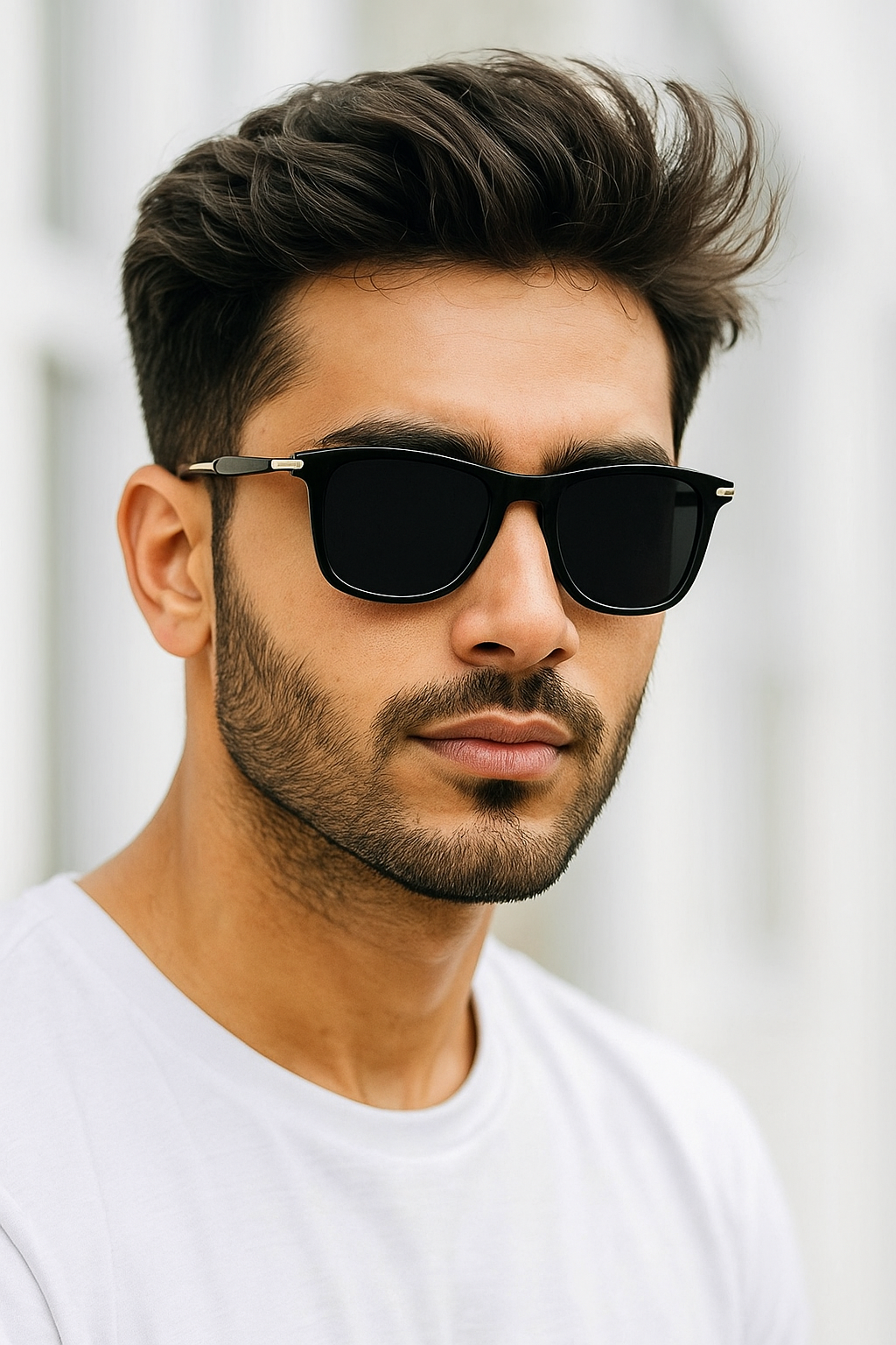 Mursolyn Retro Clubmaster-Inspired Sunglasses – Matte Black Frame, Gold Accents & UV Protection