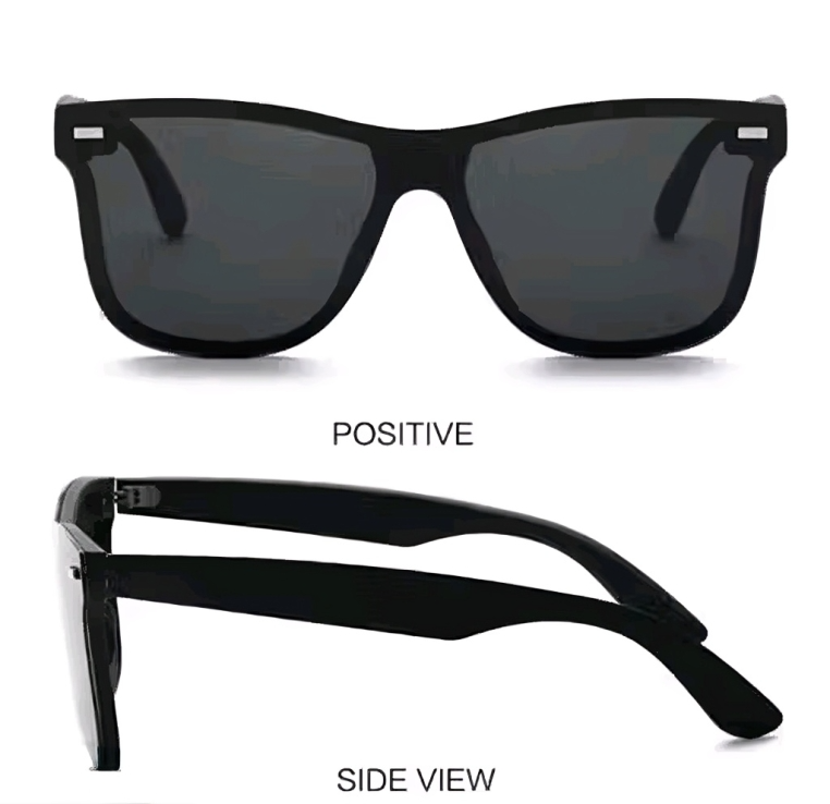 Mursolyn Classic Black Square Sunglasses – Bold Frame, All-Day Comfort, UV Protection